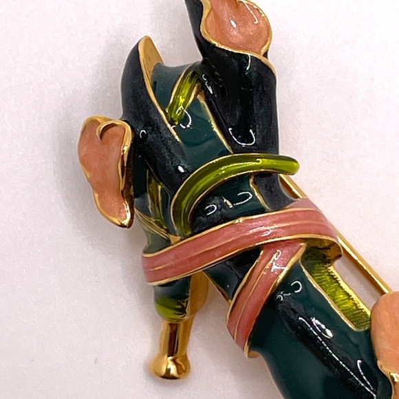 Kenneth Jay Lane KJL Vintage Green Peach Calla Lilly High Heel Pin Brooch - Picture 4 of 10